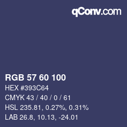 颜色代码: RGB 57 60 100 | qconv.com