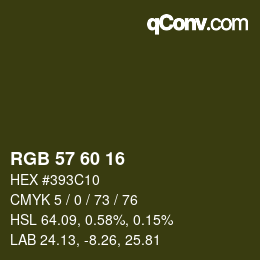 カラーコード: RGB 57 60 16 | qconv.com