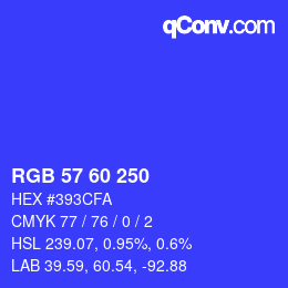 カラーコード: RGB 57 60 250 | qconv.com