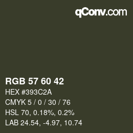 カラーコード: RGB 57 60 42 | qconv.com
