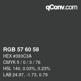 Color code: RGB 57 60 58 | qconv.com