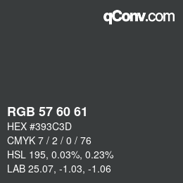 Color code: RGB 57 60 61 | qconv.com