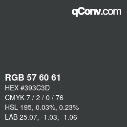 カラーコード: RGB 57 60 61 | qconv.com