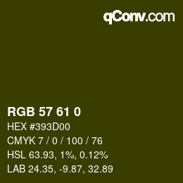 カラーコード: RGB 57 61 0 | qconv.com