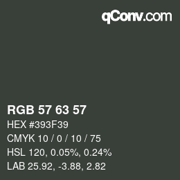 カラーコード: RGB 57 63 57 | qconv.com