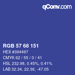 Color code: RGB 57 68 151 | qconv.com