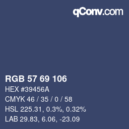 颜色代码: RGB 57 69 106 | qconv.com