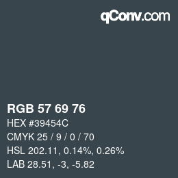 Color code: RGB 57 69 76 | qconv.com