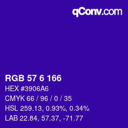 Color code: RGB 57 6 166 | qconv.com