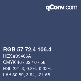 カラーコード: RGB 57 72.4 106.4 | qconv.com