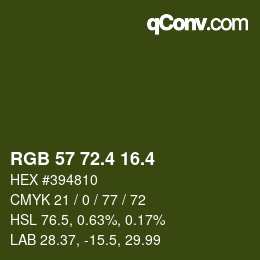 カラーコード: RGB 57 72.4 16.4 | qconv.com