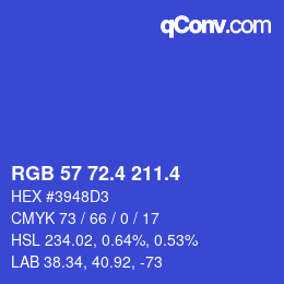 カラーコード: RGB 57 72.4 211.4 | qconv.com