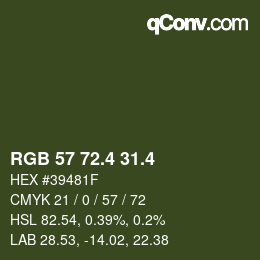 カラーコード: RGB 57 72.4 31.4 | qconv.com