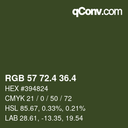 カラーコード: RGB 57 72.4 36.4 | qconv.com