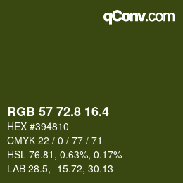 カラーコード: RGB 57 72.8 16.4 | qconv.com