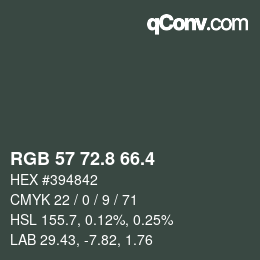 カラーコード: RGB 57 72.8 66.4 | qconv.com