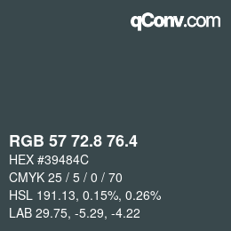 カラーコード: RGB 57 72.8 76.4 | qconv.com