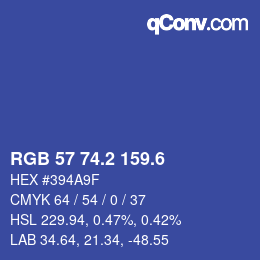 カラーコード: RGB 57 74.2 159.6 | qconv.com