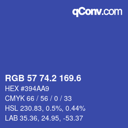 カラーコード: RGB 57 74.2 169.6 | qconv.com