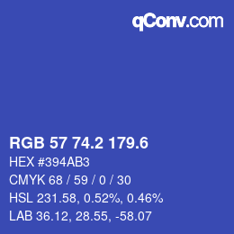 カラーコード: RGB 57 74.2 179.6 | qconv.com