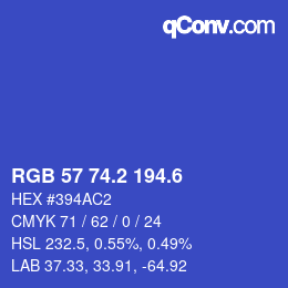 カラーコード: RGB 57 74.2 194.6 | qconv.com