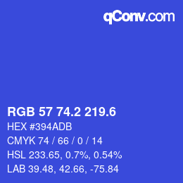 カラーコード: RGB 57 74.2 219.6 | qconv.com