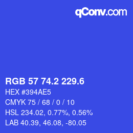カラーコード: RGB 57 74.2 229.6 | qconv.com