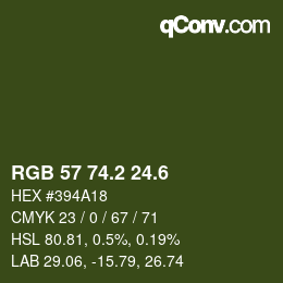カラーコード: RGB 57 74.2 24.6 | qconv.com