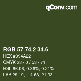 カラーコード: RGB 57 74.2 34.6 | qconv.com