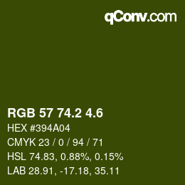 カラーコード: RGB 57 74.2 4.6 | qconv.com
