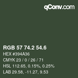 カラーコード: RGB 57 74.2 54.6 | qconv.com