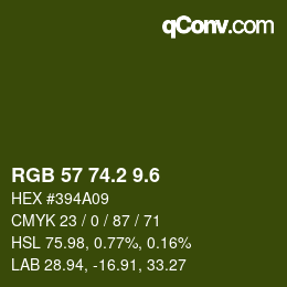 カラーコード: RGB 57 74.2 9.6 | qconv.com