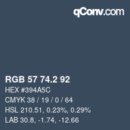 カラーコード: RGB 57 74.2 92 | qconv.com
