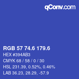 カラーコード: RGB 57 74.6 179.6 | qconv.com