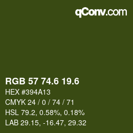 カラーコード: RGB 57 74.6 19.6 | qconv.com