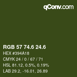 カラーコード: RGB 57 74.6 24.6 | qconv.com