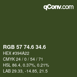 カラーコード: RGB 57 74.6 34.6 | qconv.com