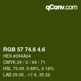 カラーコード: RGB 57 74.6 4.6 | qconv.com