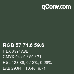 カラーコード: RGB 57 74.6 59.6 | qconv.com