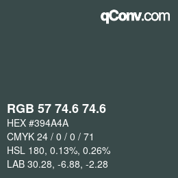 カラーコード: RGB 57 74.6 74.6 | qconv.com