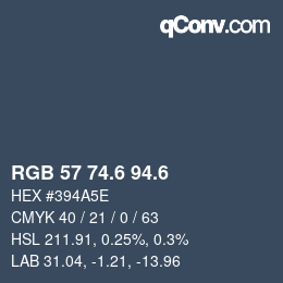 カラーコード: RGB 57 74.6 94.6 | qconv.com