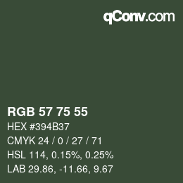 カラーコード: RGB 57 75 55 | qconv.com