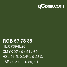 Color code: RGB 57 78 38 | qconv.com