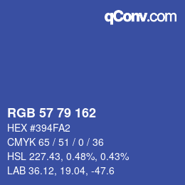 Color code: RGB 57 79 162 | qconv.com