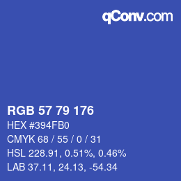 Color code: RGB 57 79 176 | qconv.com