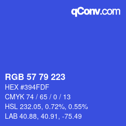 Color code: RGB 57 79 223 | qconv.com