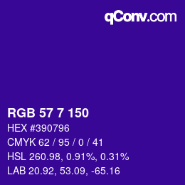 Color code: RGB 57 7 150 | qconv.com
