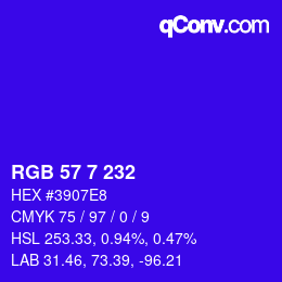 Color code: RGB 57 7 232 | qconv.com