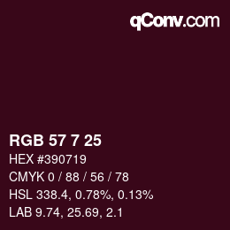 Color code: RGB 57 7 25 | qconv.com