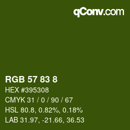 Color code: RGB 57 83 8 | qconv.com